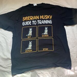 Black Siberian Husky fun graphic t-shirt size XL oversized